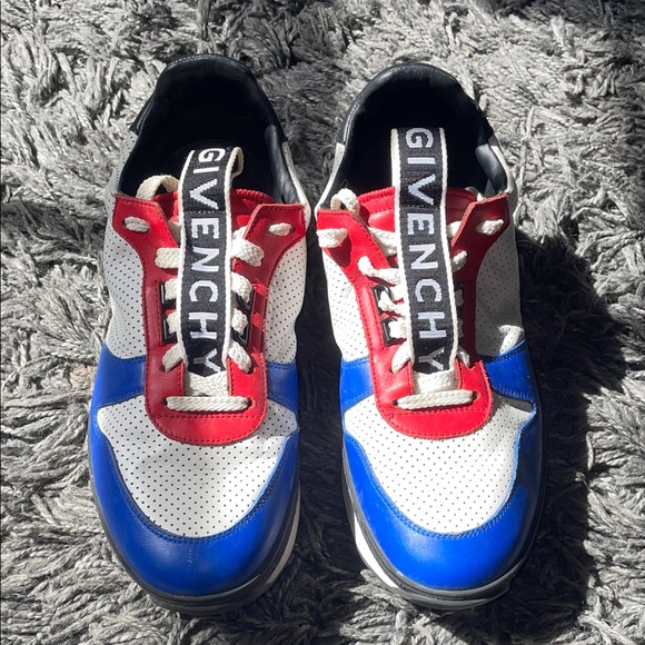 Givenchy Men's Tricolor white red blue Sneakers T3 Runner size 43 - Picture 2 of 11